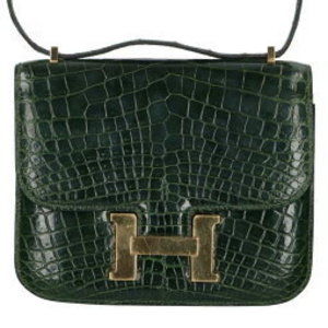 HERMES Constance U GG Niloticus matte shoulder bag green x